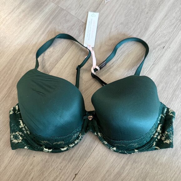 Victoria’s Secret Perfect Coverage Bra Green Lace 36C NWT - Picture 2 of 5